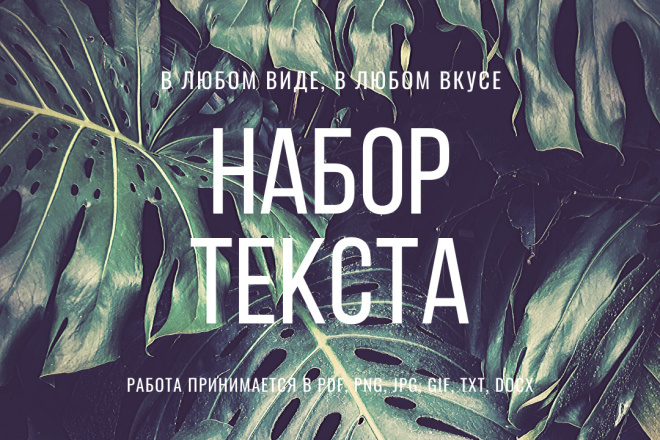 Набор текста в любом виде, в любом вкусе