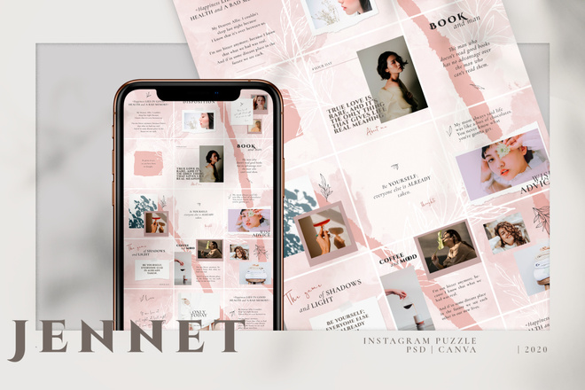 Jennet - Instagram лента PSD и CANVA