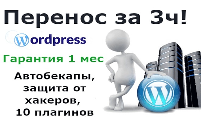 Перенос WP-сайта за 3 ч, защита от вирусов, авто-бэкапы, 10 плагинов