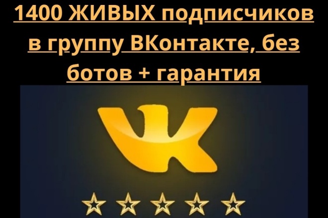 1400 ЖИВЫХ подписчиков в группу ВКонтакте, без ботов + бонусы
