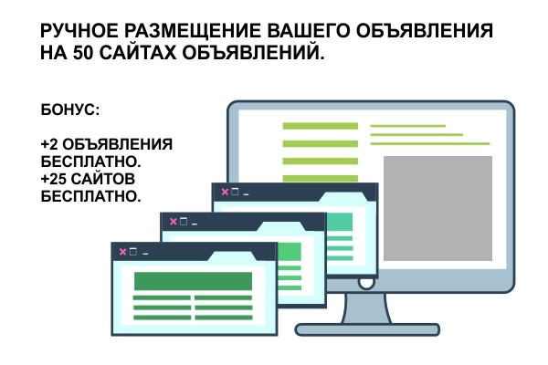 Ручное размещение Вашего объявления на 50 сайтах объявлений