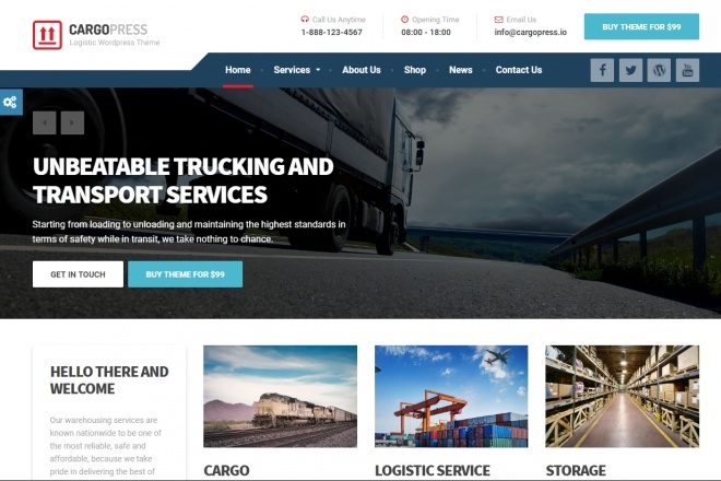 Trucking Theme на WordPress. 4 премиум шаблона для логистики