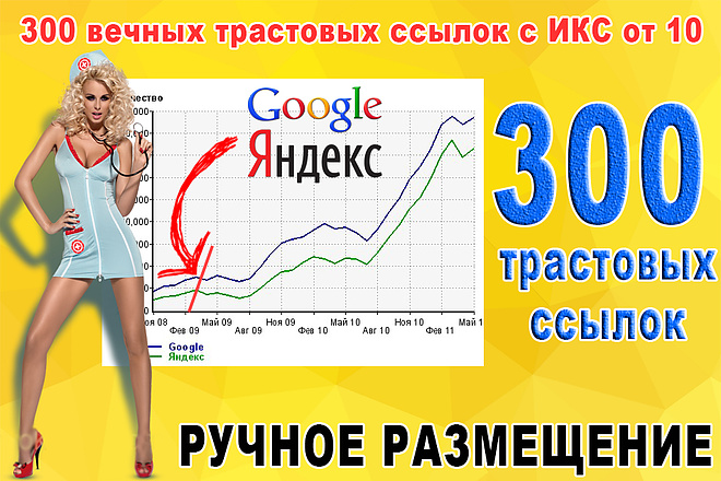 300 вечных трастовых ссылок с ИКС от 10 + ТОП в Гугл и Яндекс