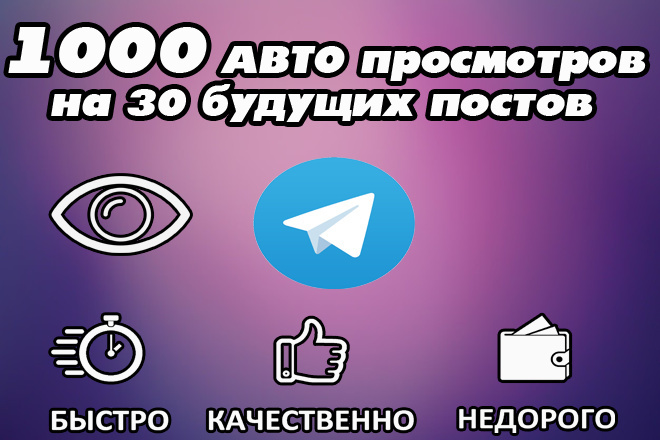 1000 АВТО просмотров на 30 будущих постов в Telegram