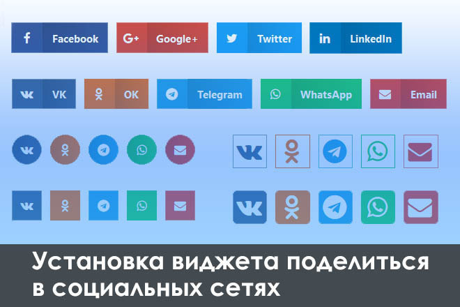 Установка виджета поделиться в социальных сетях