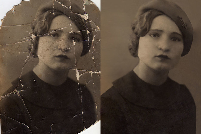 Реставрация старых фотографий в Photoshop. Удаление пятен