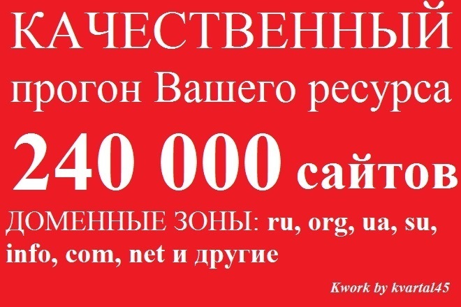 Прогон по 240000 сайтам, RU и международные доменные зоны