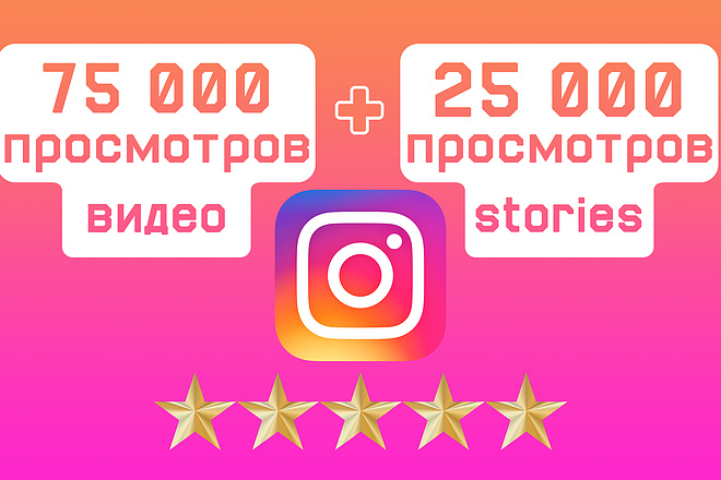 75000 просмотров Инстаграм и 25000 stories