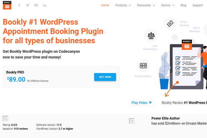 WordPress плагин Брони, Заказов и Планирования Bookly