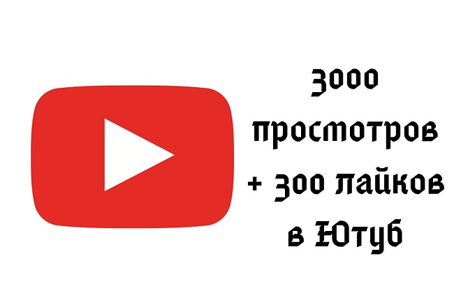 3000 просмотров на видео Ютуб + 300 лайков