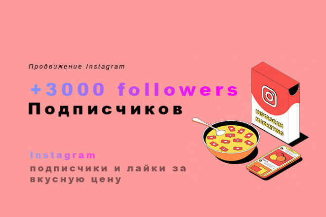 Instagram продвижение. 3000 подписчиков и 500 лайков на пост