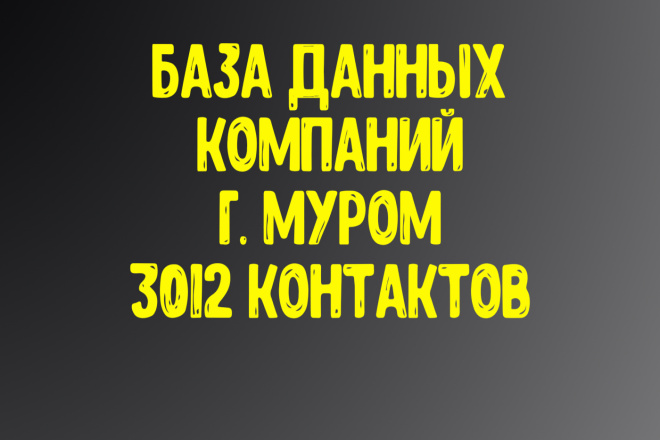 База данных компаний г. Муром Актуальность январь 2021