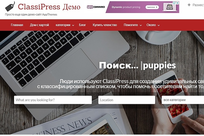 Сайт объявлений - премиум тема для Wordpress ClassiPress