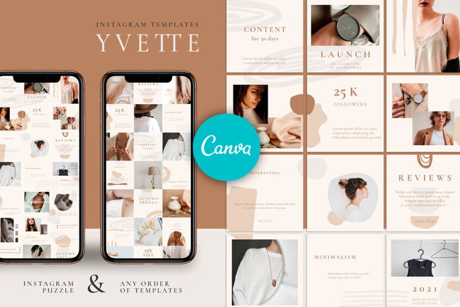 Yvette - CANVA бесконечная лента Instagram, шаблоны инстаграм
