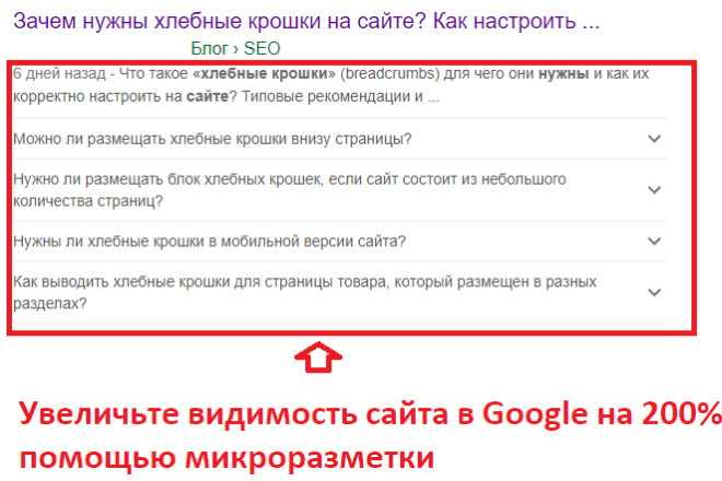 Микроразметка расширенный сниппет Google