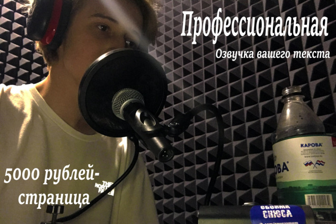 Профессиональная озвучка вашего текста, возможна запись вокала