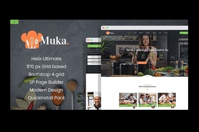 MUKA V1.0 - шаблон joomla ДЛЯ уроков ПО выпечке И кулинарии