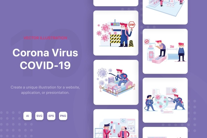 Corona Virus, COVID19 иллюстрации