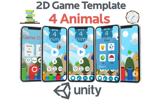 Готовый проект 4 Animals для Unity + AdMob