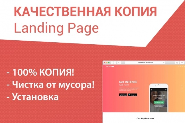 Скопировать Landing page, одностраничный сайт, посадочную страницу