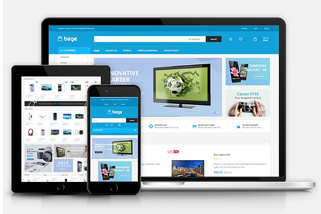 Шаблон Bege Responsive Opencart 2.3 and 3. x Theme