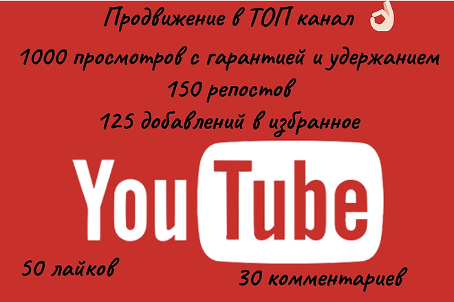 1000 просмотров с гарантией и удержанием на Youtube + бонусы