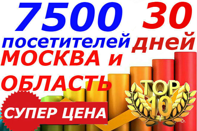 7500 качественных посетителей на 30 дней Москва и МО Уникальный трафик
