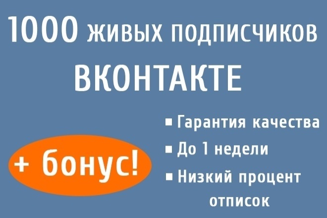 Раскрутка от 1000 подписчиков Вк