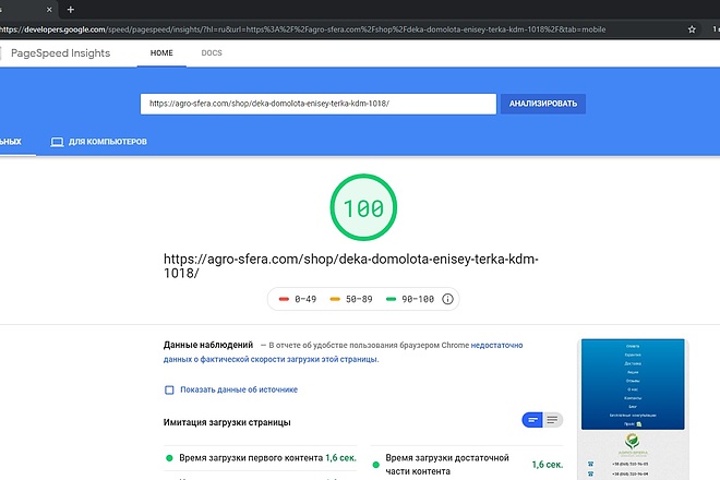 Ускорение сайта. Page Speed Insight 95+