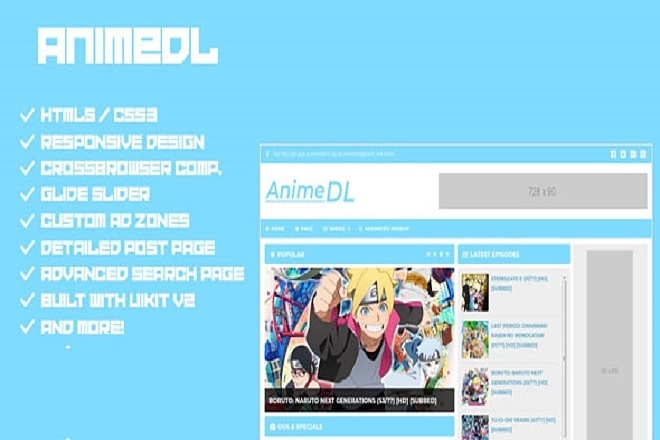 Шаблон, Template. animedl. HTML5, CSS3