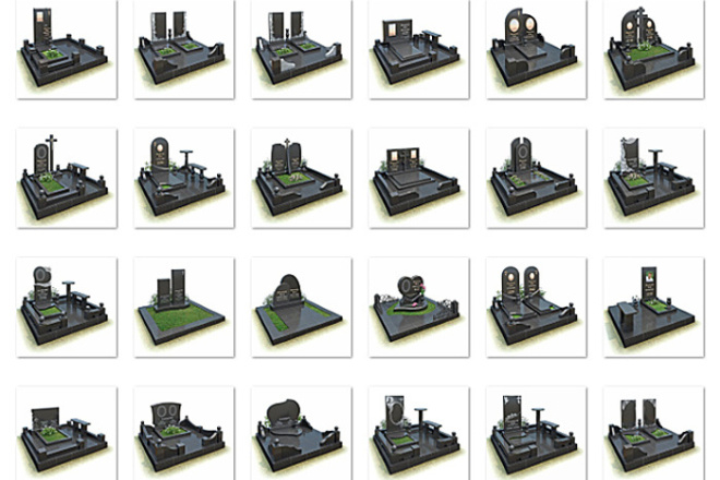 Каталог изображений мемориальных комплексов из черного гранита