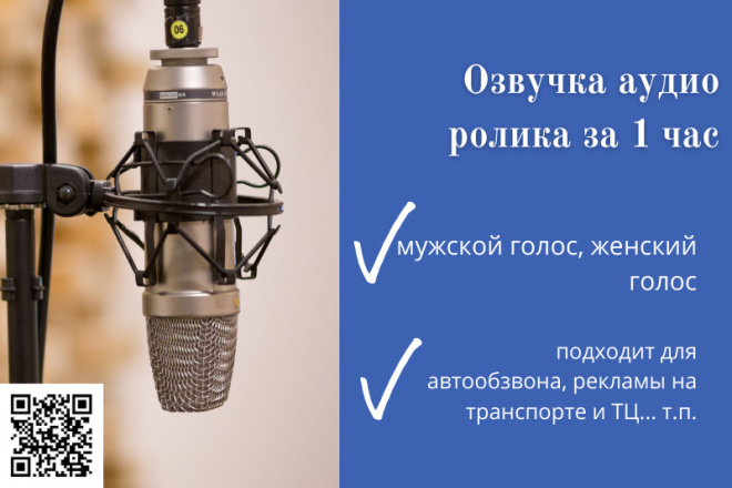 Озвучка аудиоролика 1 услуга за 1 минуту