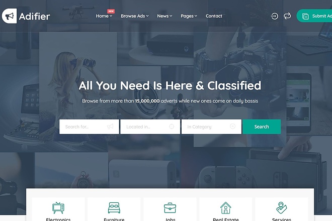 Adifier - Classified Ads - Доска объявлений WordPress с метками карты
