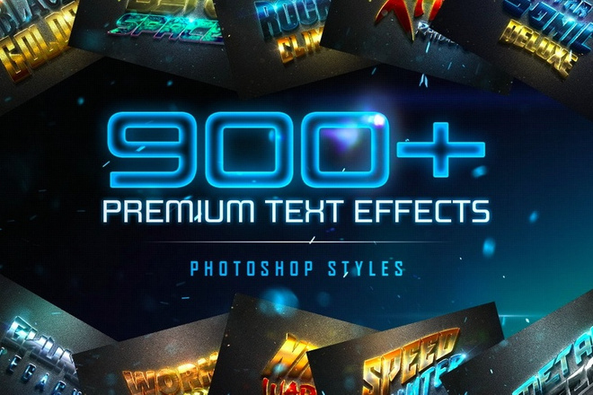 900 Премиальных текстовых эффектов для Photoshop