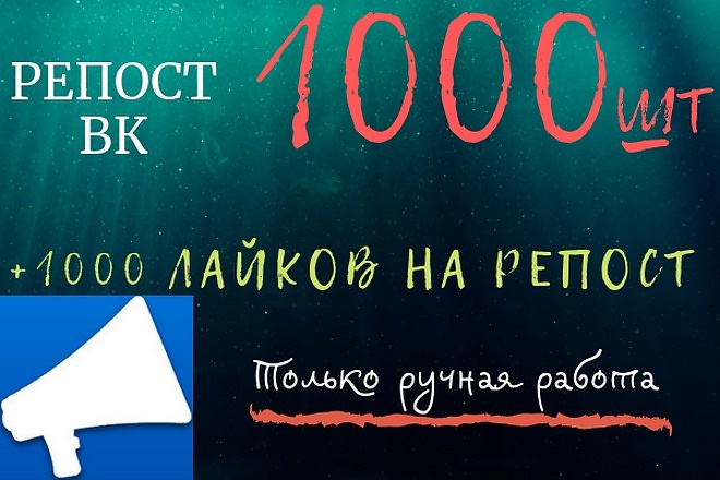 1000 Репостов + 1000 Лайков в комплекте в ВК, оптом Дешевле