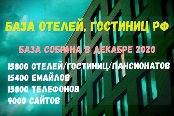 База отелей, гостиниц России с контактами. Собрана в Декабре 2020