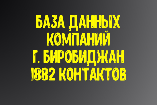 База данных компаний г. Биробиджан. Актуальность январь 2021