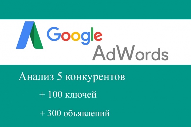 Запуск рекламы Google Adwords. 100 ключей, 300 объявлений