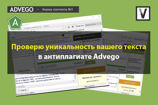 Проверю ваш текст на уникальность или антиплагиат в программе Advego