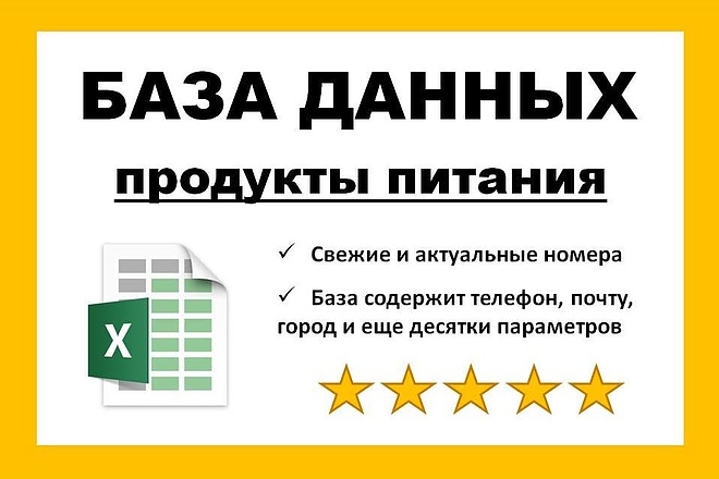 База данных продукты питания, напитки