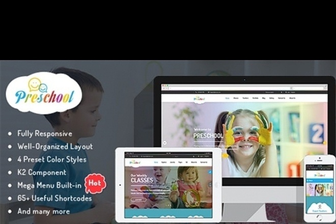 Preschool V3.9. 6 - шаблон joomla ДЛЯ детского САДА