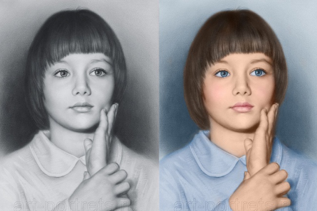 Оцветню черно-белый портрет