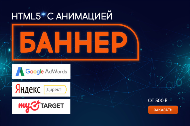 HTML5 баннер для рекламы на Google Ads, Яндекс. Директ, MyTarget