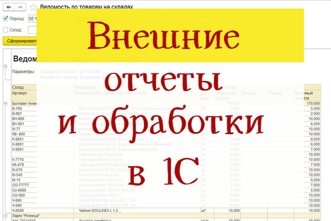 Внешние отчеты и обработки 1С УТ, БП и другие