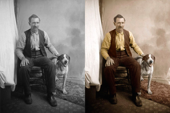 Делаю из черно белых фотографий цветные