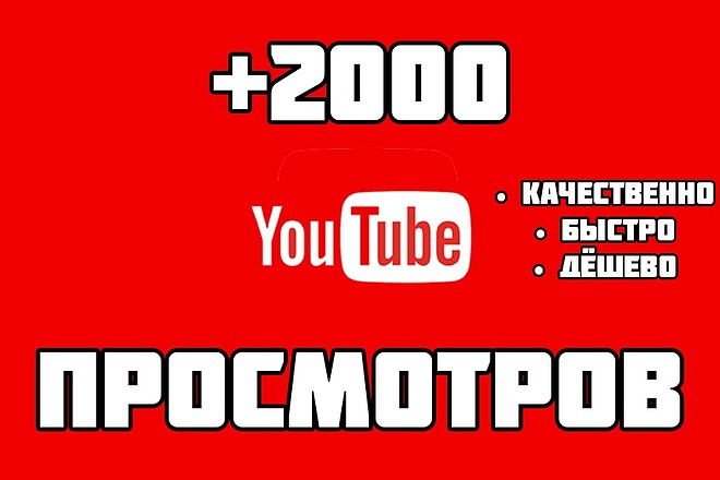 + 2000 просмотров на Ваше видео YouTube