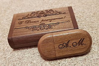 Дизайн для деревянных сувенирных флешек и коробочек
