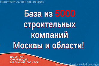 База из 5740 Строительных компаний с номерами, email и адресами