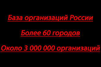 База организаций по городам России. 60 + городов