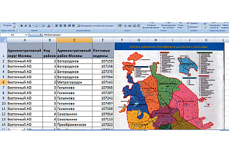 Почтовые индексы Москвы по округам, районам, улицам в таблице Excel